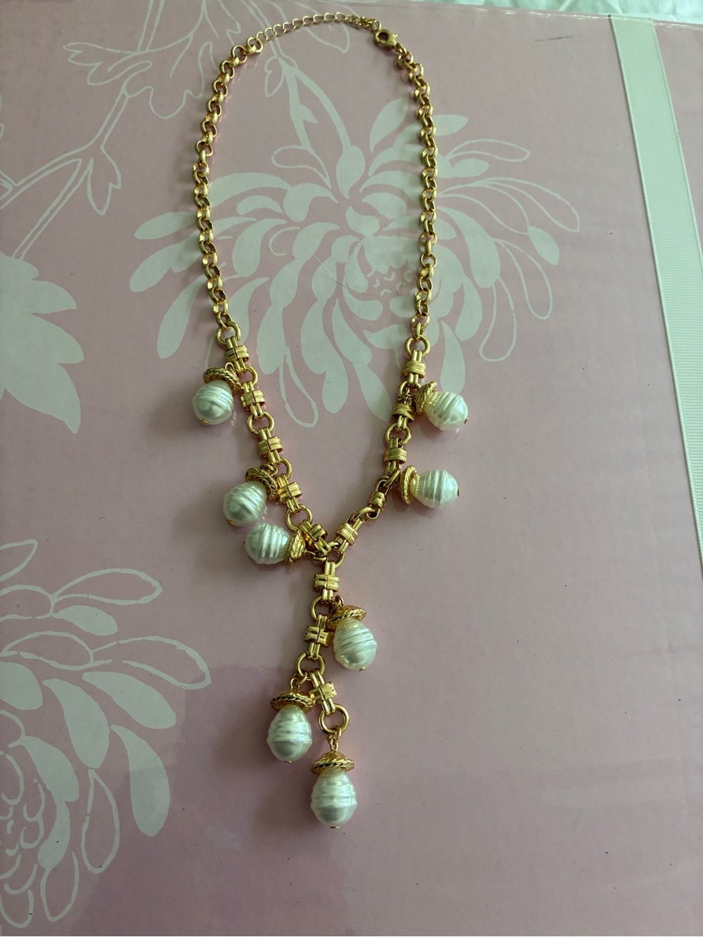 Vince Camuto Gold-tone Chain Necklace with White Pearl Drops